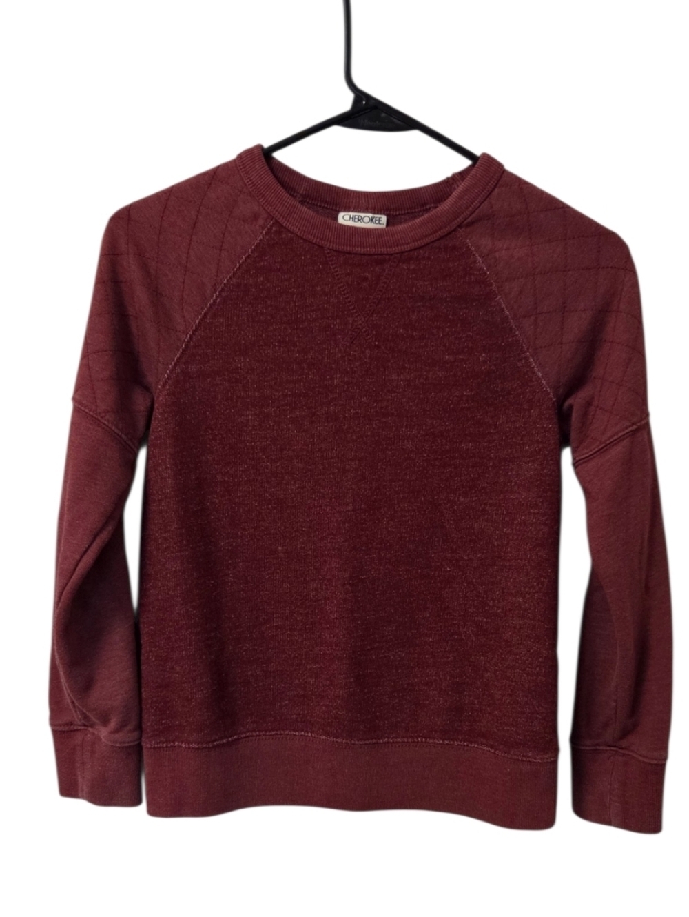 Cherokee Boys Quilted Sweatshirt Burgundy Size M 8/10 Long Sleeve Pullover